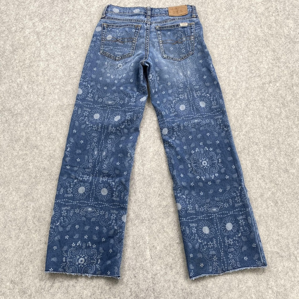 Levi Strauss Signature Wide Leg Jeans Girls 10 23x24 Blue Paisley Print Stretch - Picture 2 of 14